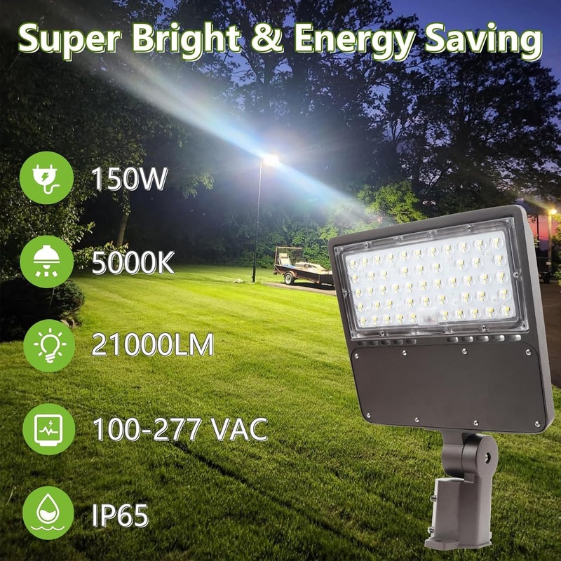 WHLED 2PACK 150W LED Parking Lot Light with Dusk to Dawn Photocell, Slipfitter Mount and Wall Mount Commercial Outdoor Lighting, 100-277V 21000LM 5000K, ETL Commercial LED Security Flood Lights - Image 2